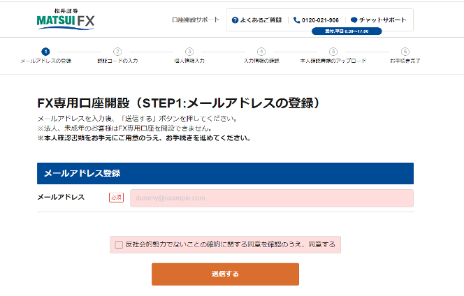 松井FX開設手順