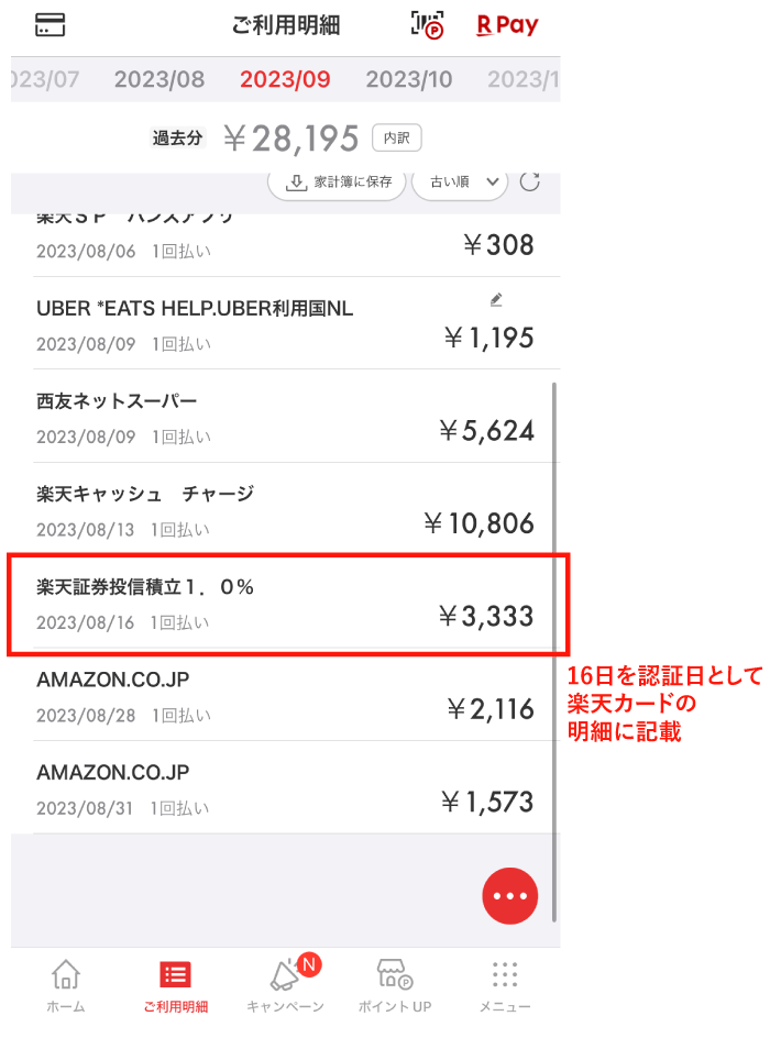 楽天カードの明細